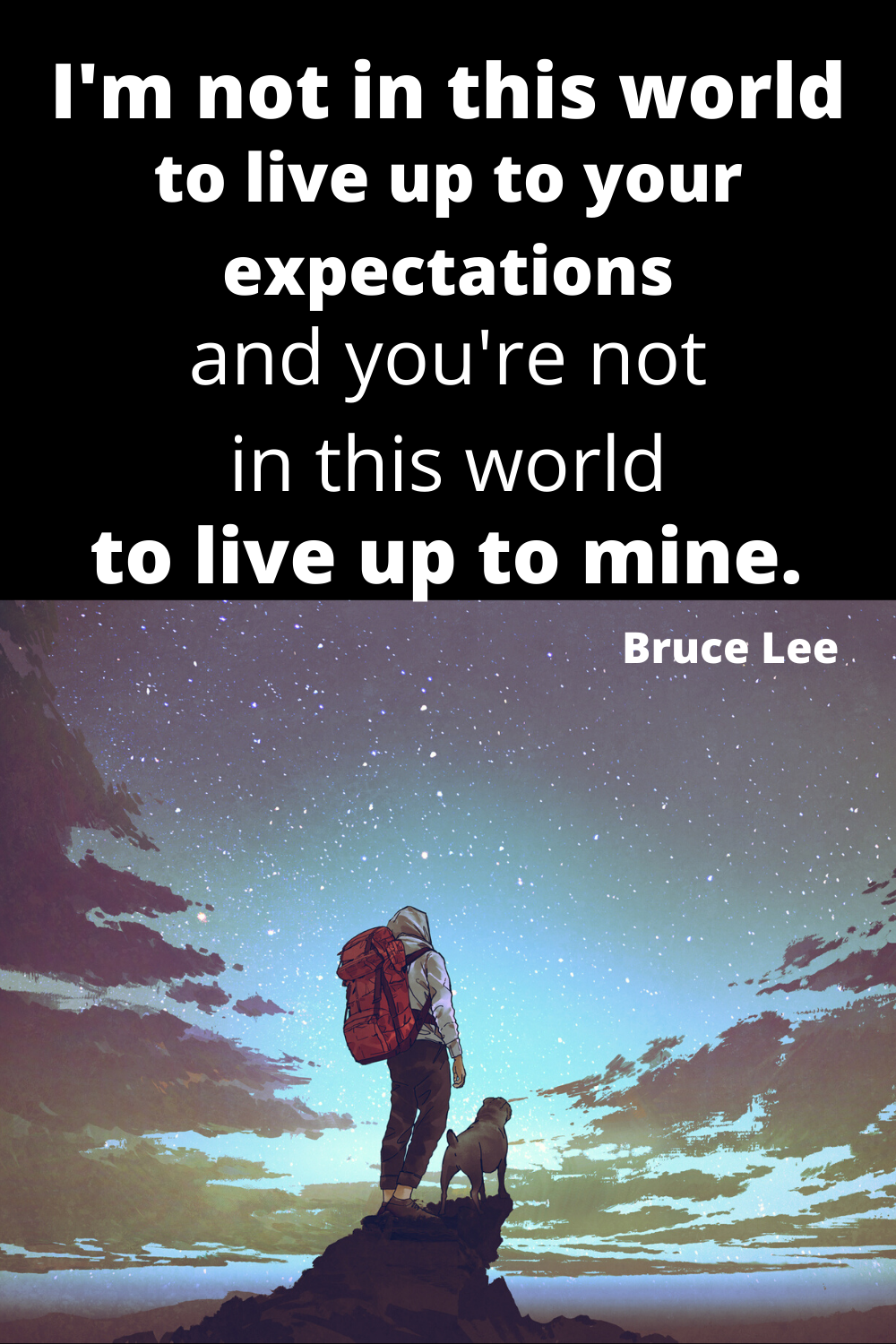 I'm not in this world to live up to your expectations Bruce Lee