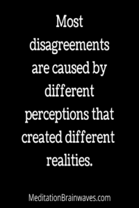 Most disagreements are caused by different perceptions that created different realities
